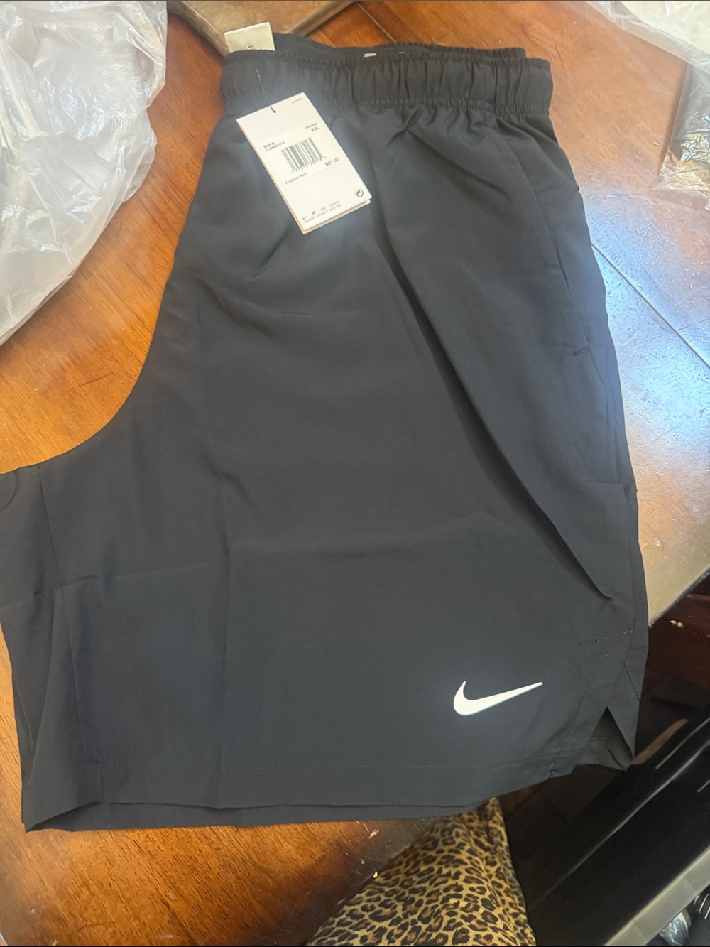 Brand new Nike Mens  Black Athletic Running Shorts with White Swoosh